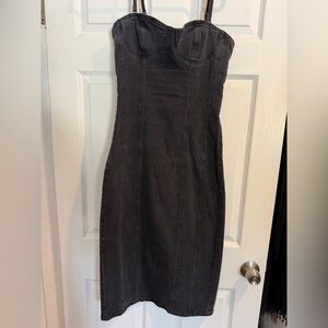 Aritzia Black Denim Midi Dress